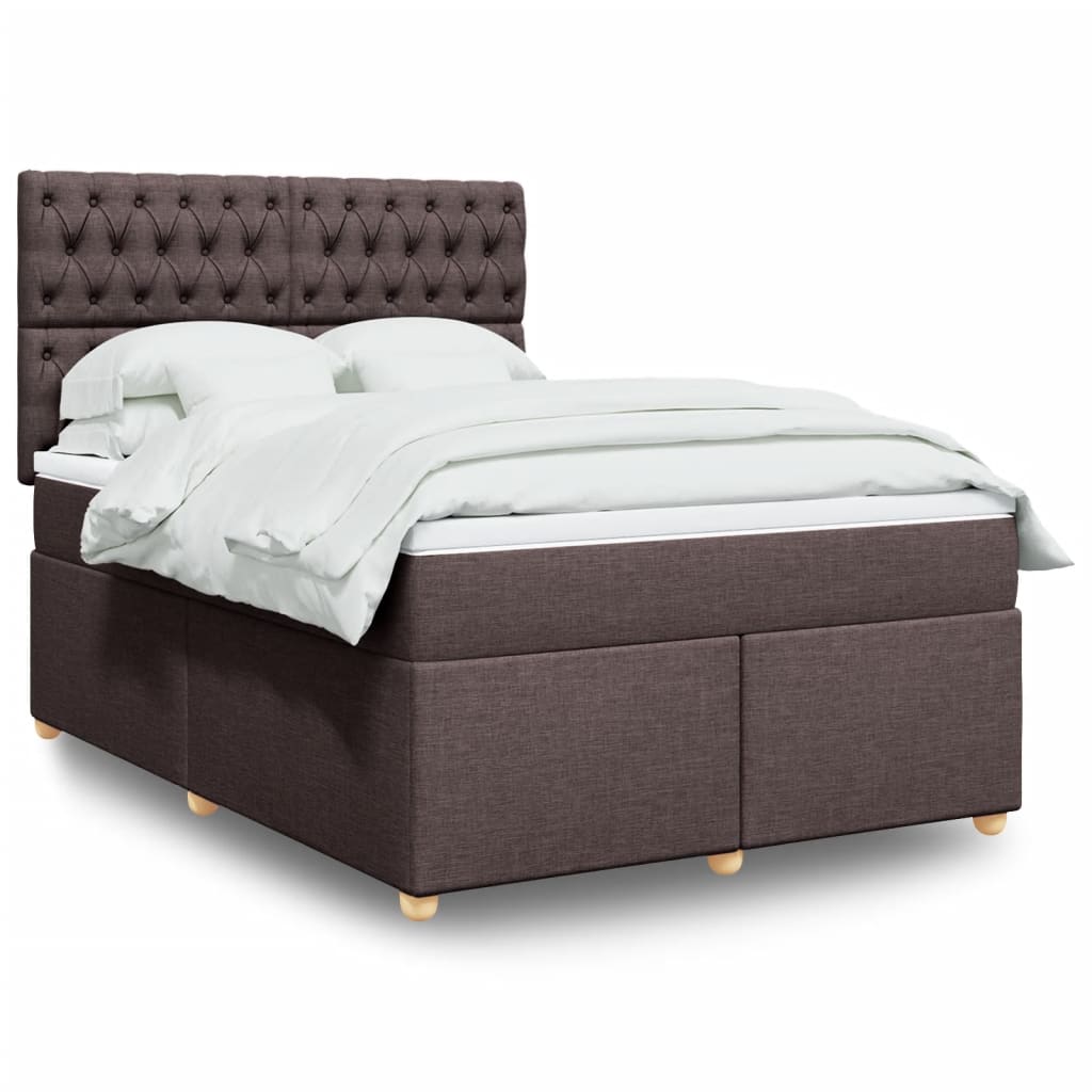 vidaXL Boxspringbett mit Matratze Dunkelbraun 140x190 cm Stoff