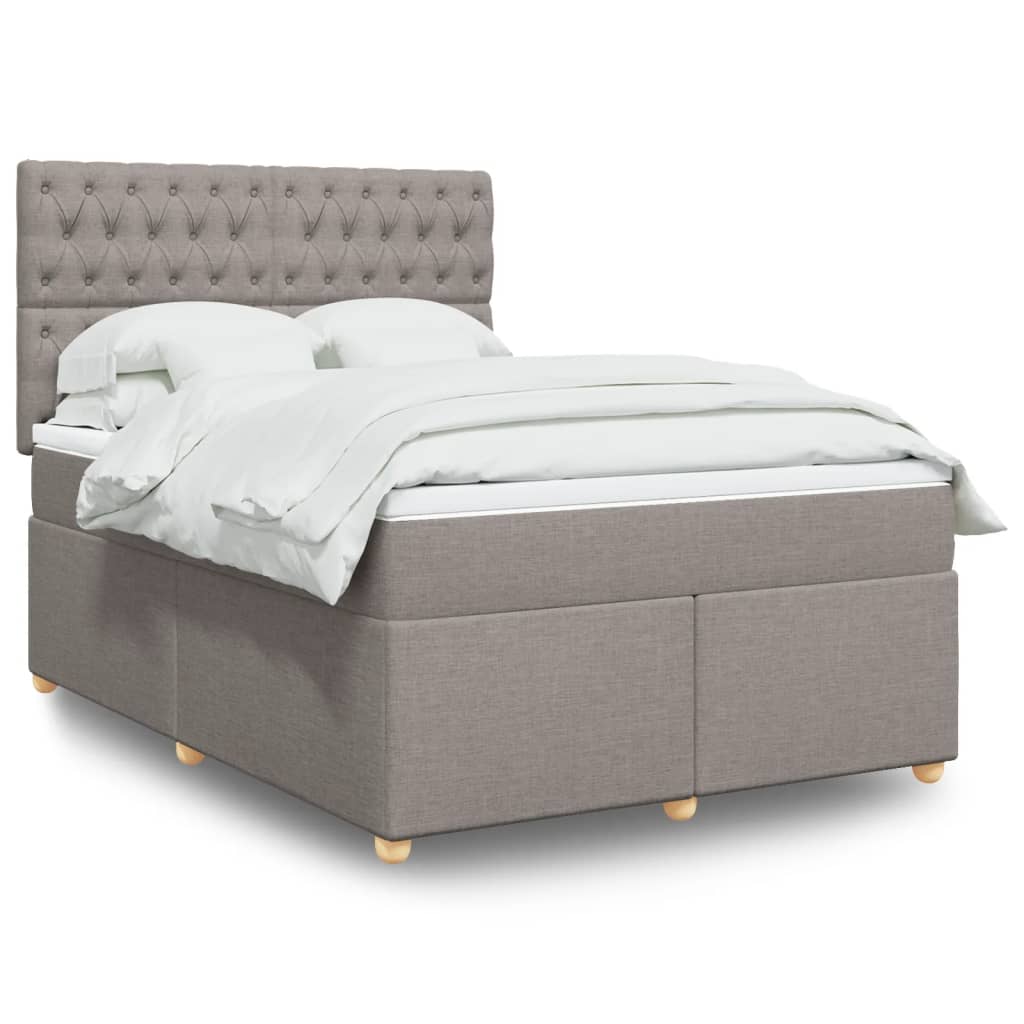 vidaXL Boxspringbett mit Matratze Taupe 140x190 cm Stoff