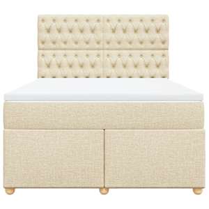 Box spring postel s matrací krémová 140x190 cm textil - obrázek 6