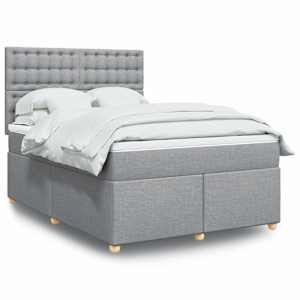 Box spring postel s matrací světle šedá 140 x 190 cm textil - obrázek 1