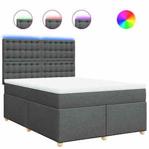 Box spring postel s matrací tmavě šedý 140 x 190 cm textil - obrázek 2
