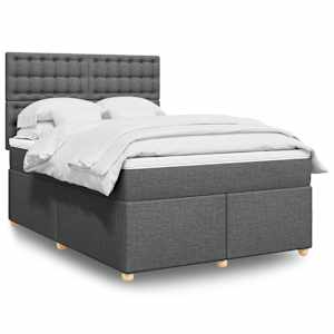Box spring postel s matrací tmavě šedý 140 x 190 cm textil - obrázek 1