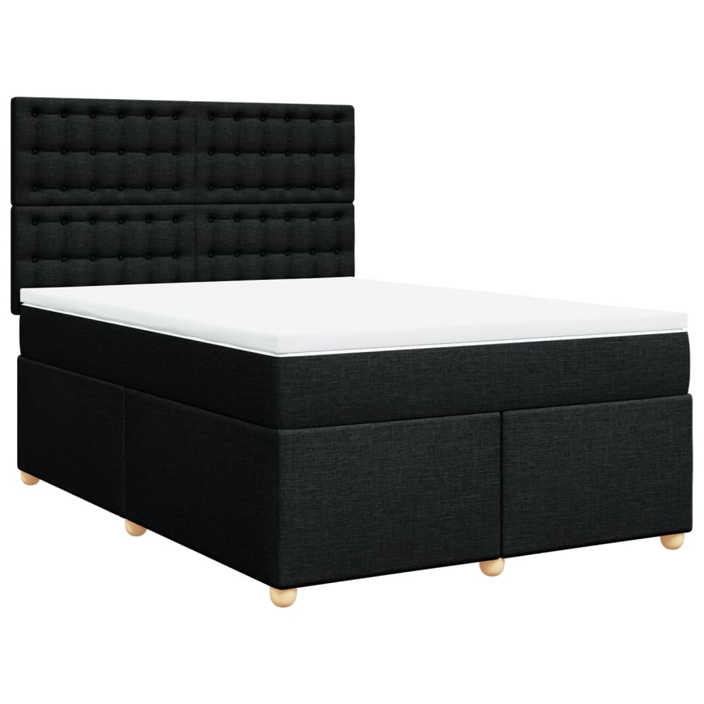 vidaXL Boxspring met matras stof zwart 140x190 cm afbeelding