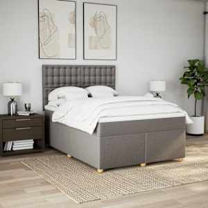 Box spring postel s matrací taupe 140x190 cm textil - obrázek 5