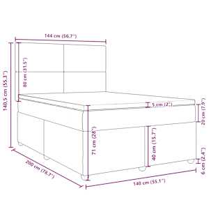 Box spring postel s matrací tmavě šedá 140x200 cm textil - obrázek 18
