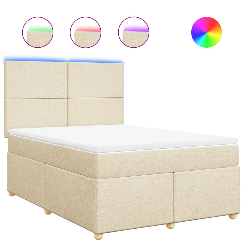 vidaXL Box spring postel s matrací krémová 140x200 cm textil