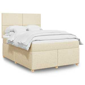 Box spring postelja z vzmetnico krem 140x200 cm blago