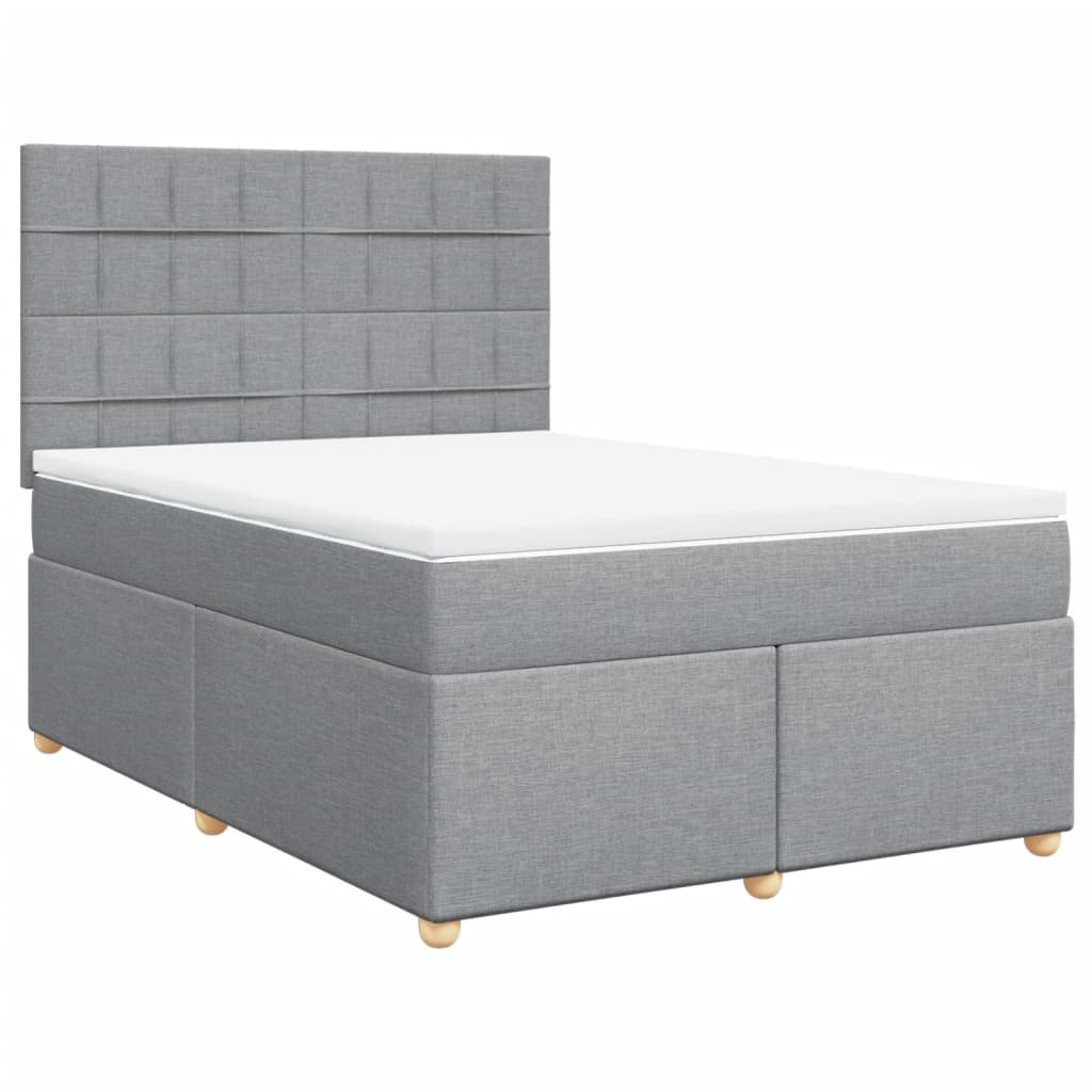 vidaXL Boxspring met matras stof lichtgrijs 140x200 cm afbeelding