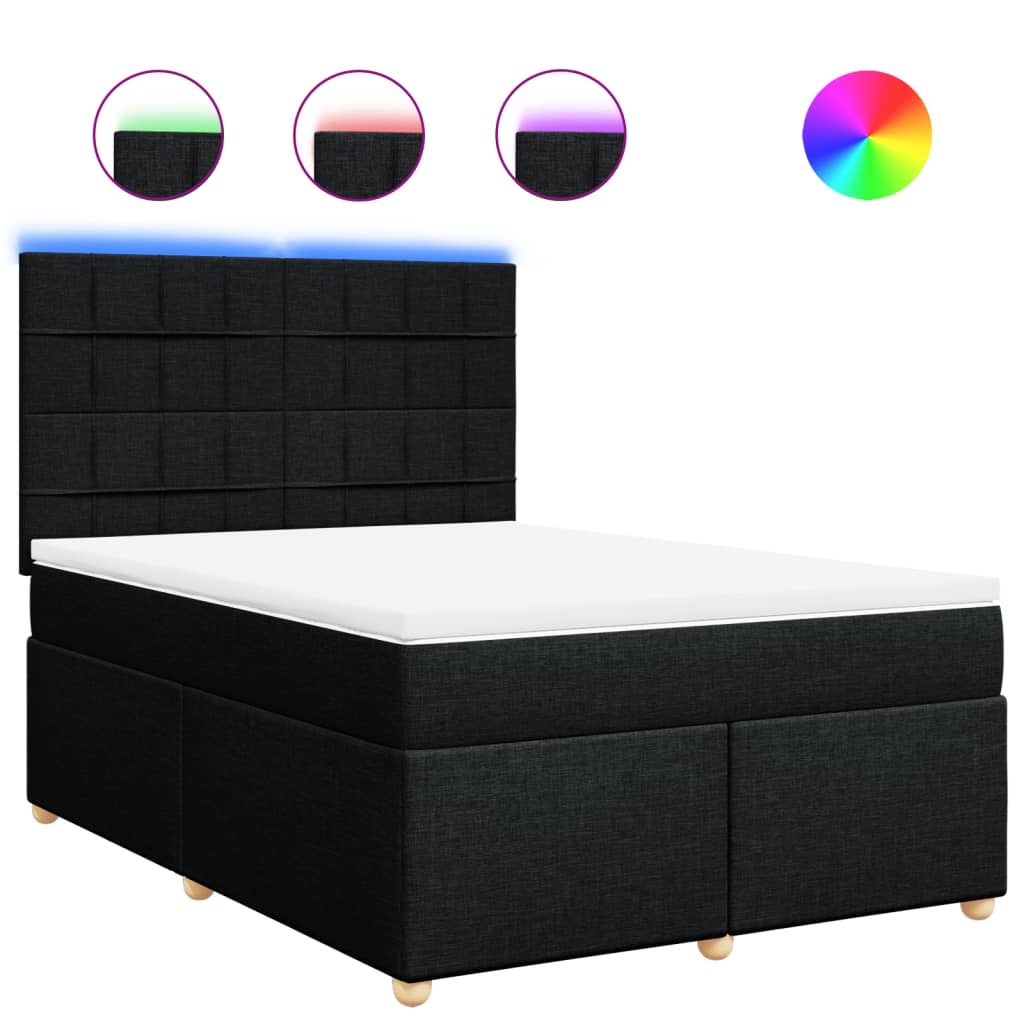 Thumbnail - vidaXL Boxspringbett mit Matratze Schwarz 140x200 cm Stoff