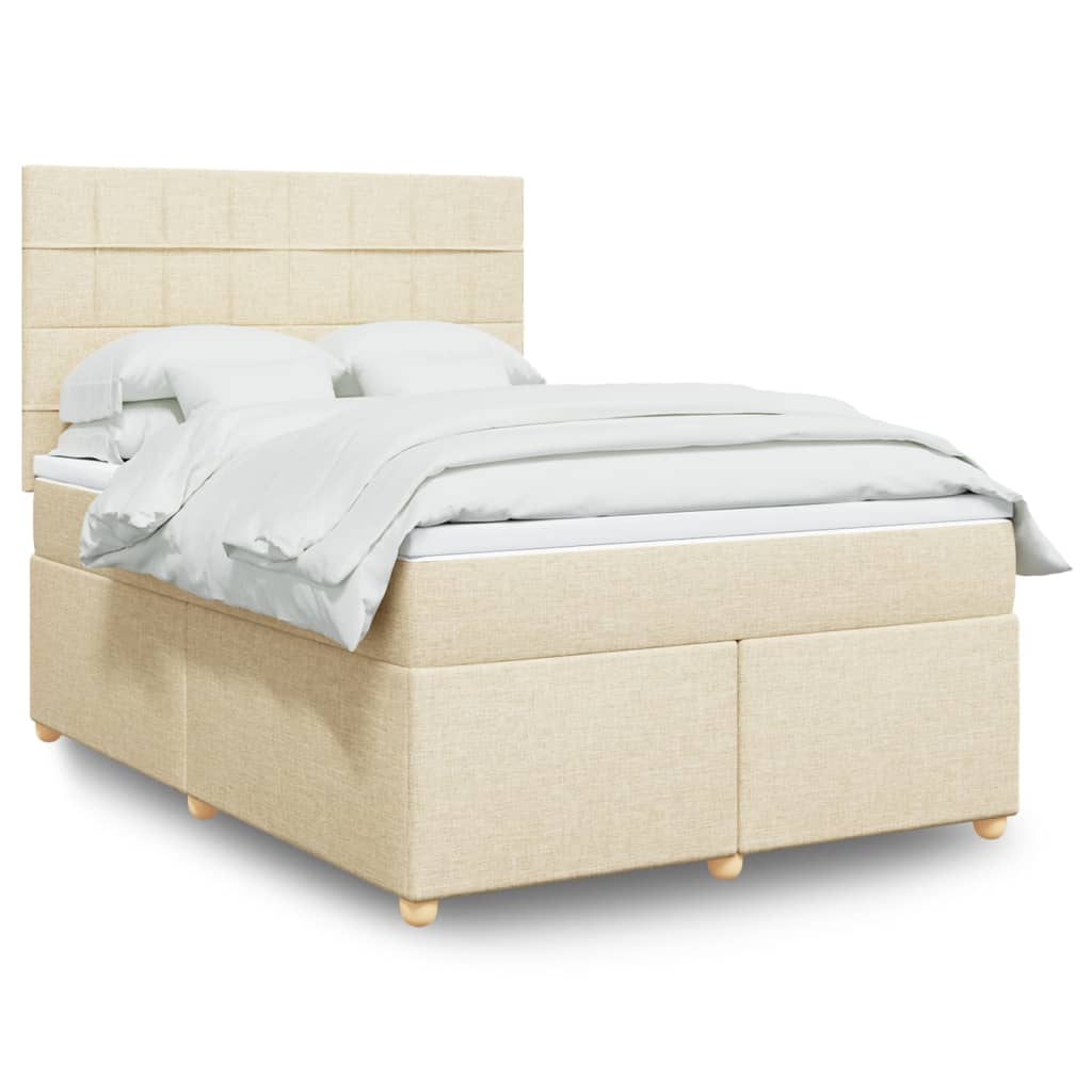 Boxspringbett mit Matratze Creme 140×200 cm Stoff