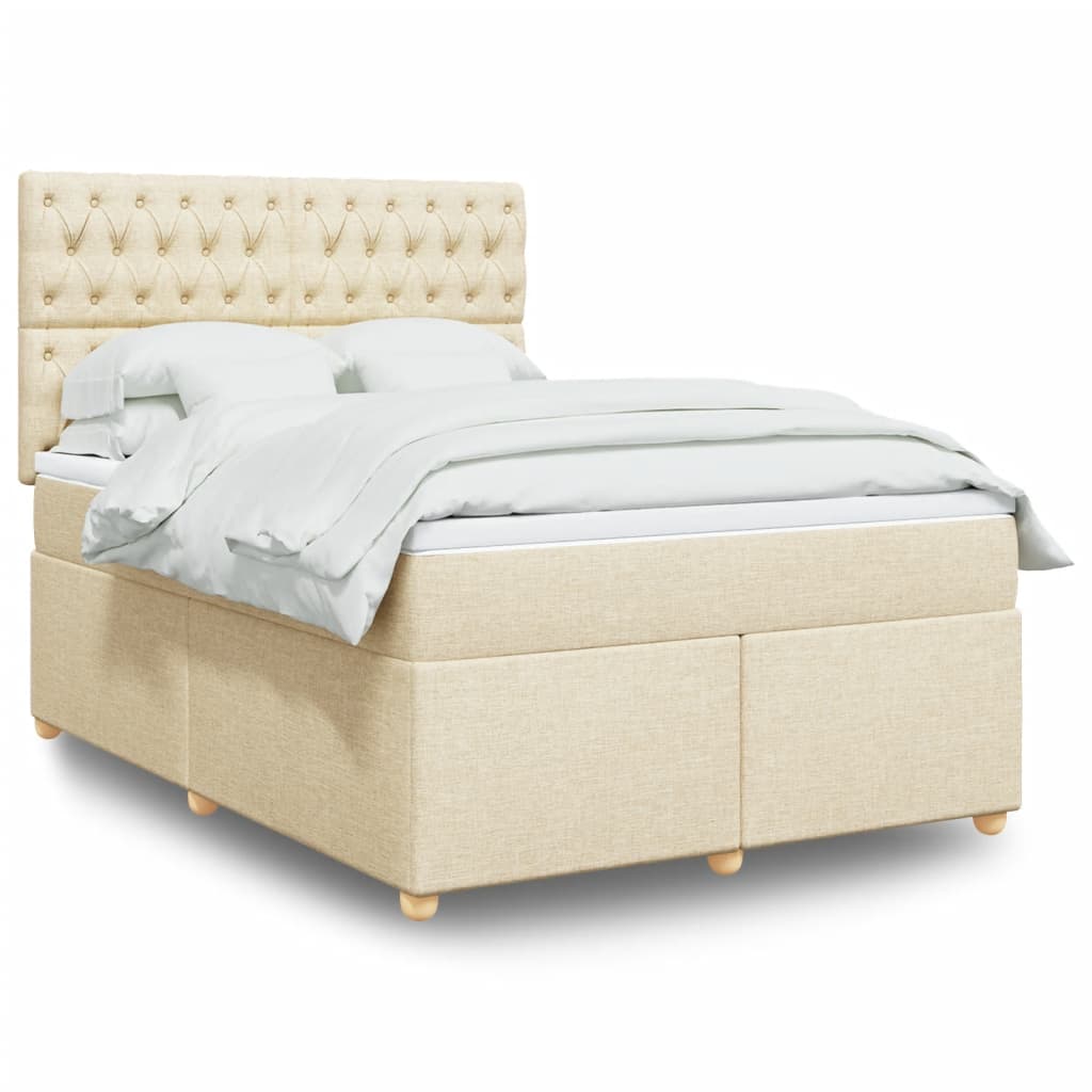 Boxspringbett mit Matratze Creme 140×200 cm Stoff