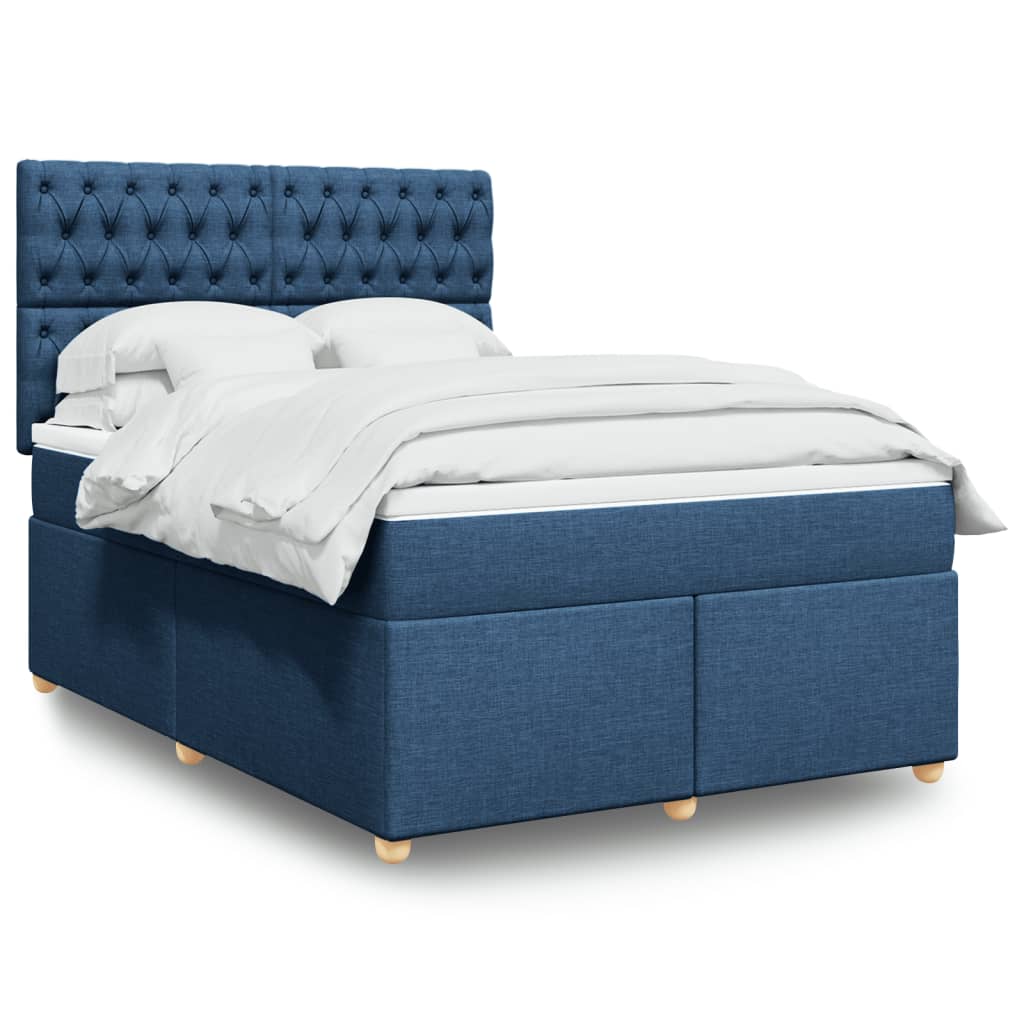 Boxspringbett mit Matratze Blau 140×200 cm Stoff