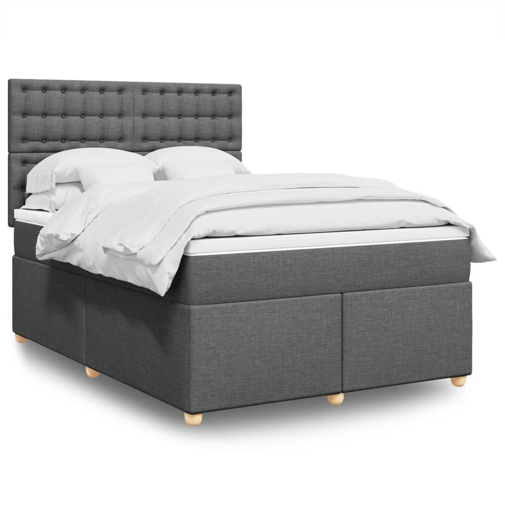 Boxspringbett mit Matratze Dunkelgrau 140×200 cm Stoff