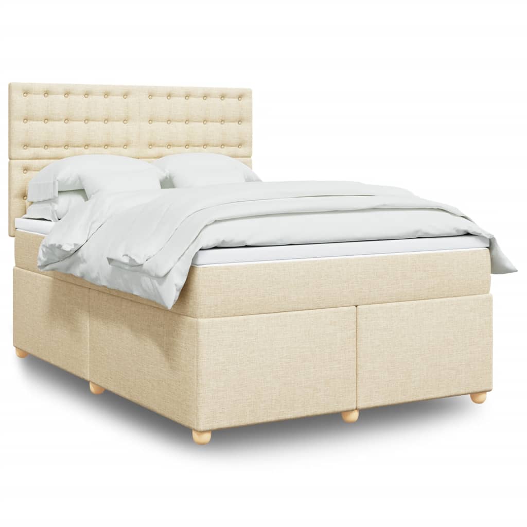 Boxspringbett mit Matratze Creme 140×200 cm Stoff