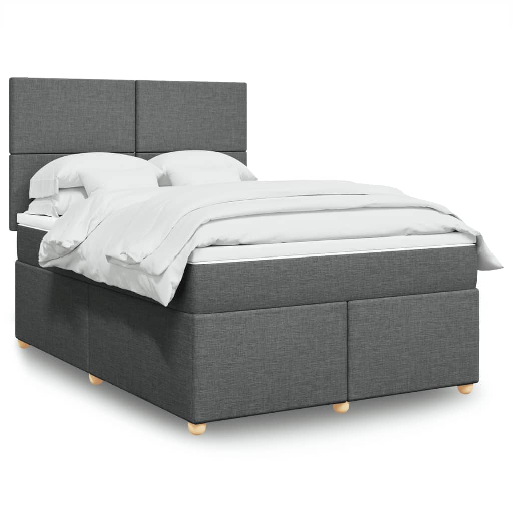 vidaXL Boxspringbett mit Matratze Dunkelgrau 160x200 cm Stoff