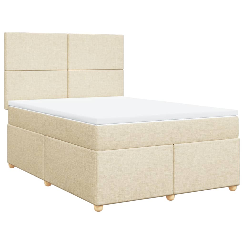 vidaXL Boxspring met matras stof crèmekleurig 160x200 cm afbeelding