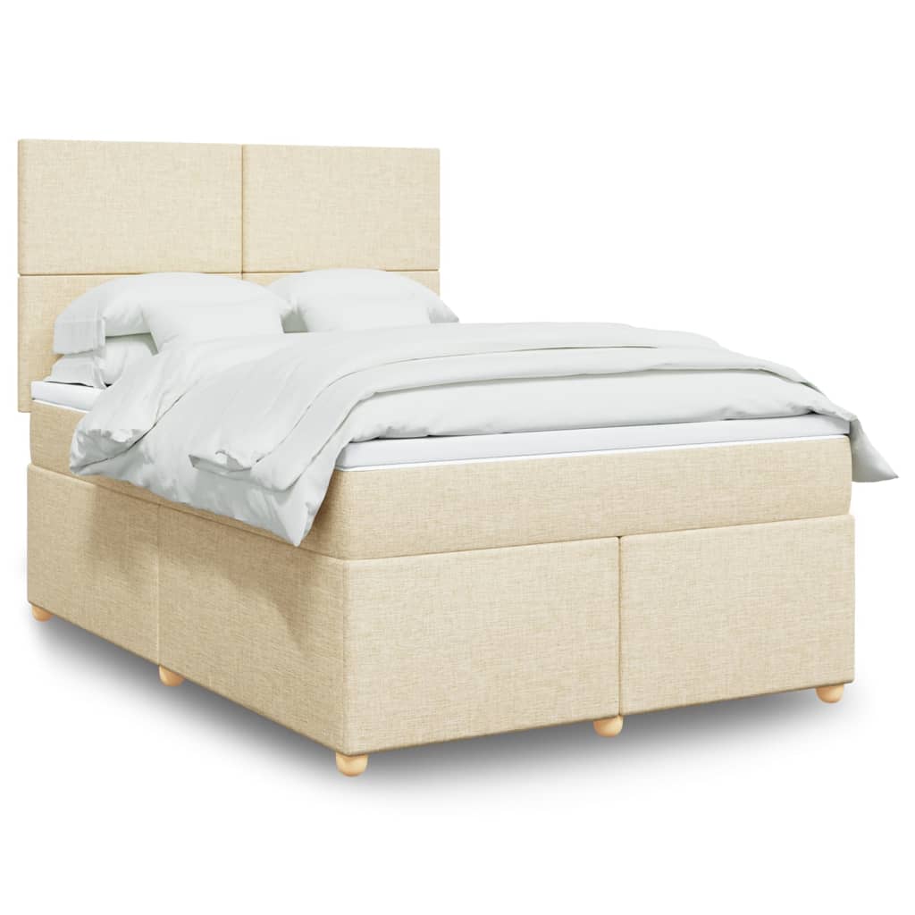 Boxspringbett mit Matratze Creme 160×200 cm Stoff