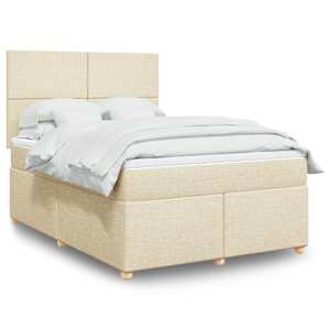 Box spring postelja z vzmetnico krem 160x200 cm blago