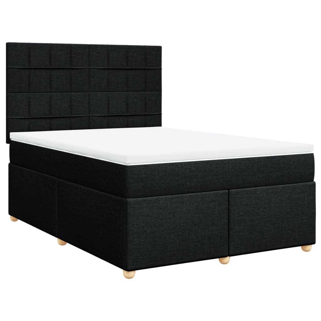 vidaXL Boxspring met matras stof zwart 160x200 cm afbeelding