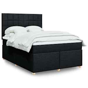 Box spring postel s matrací černá 160x200 cm textil - obrázek 1