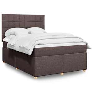 Box spring postel s matrací tmavě hnědá 160x200 cm textil - obrázek 1