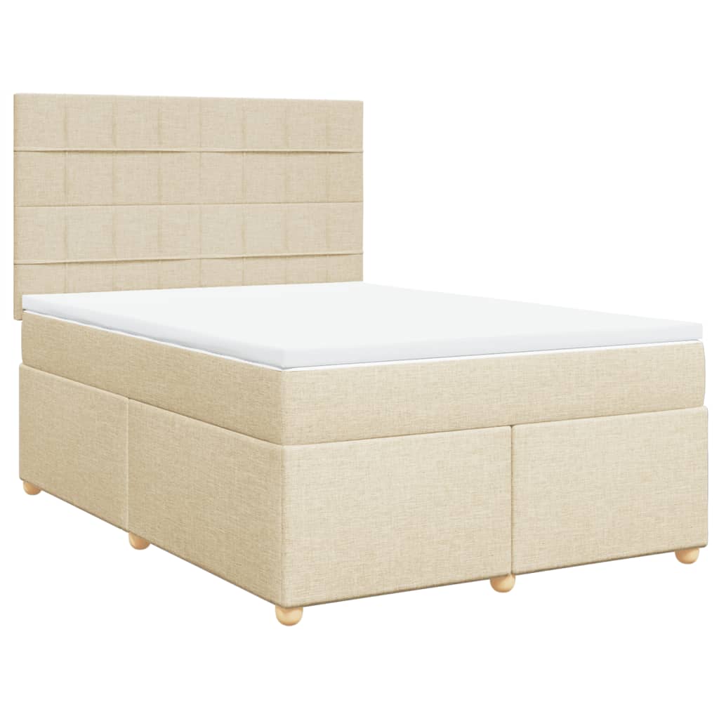 vidaXL Boxspring met matras stof crèmekleurig 160x200 cm afbeelding