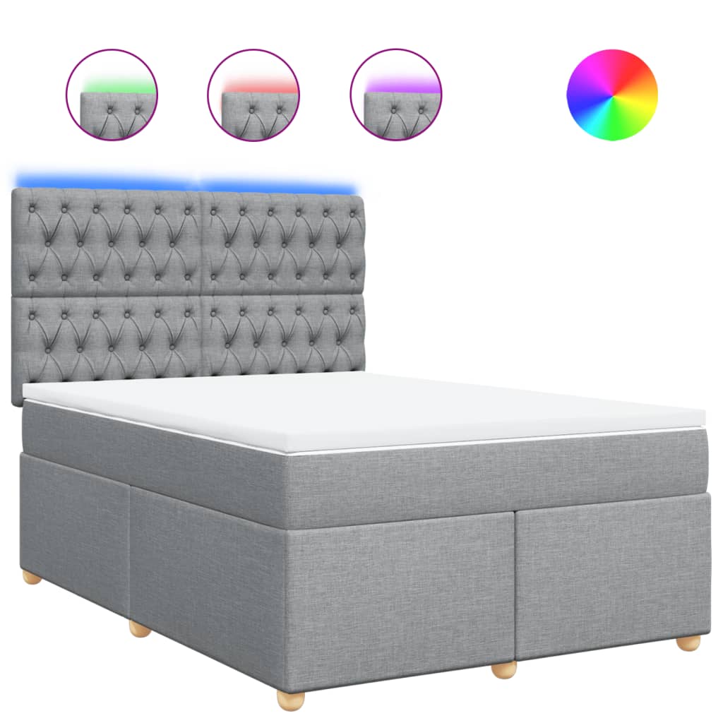 vidaXL Box spring postel s matrací světle šedá 160 x 200 cm textil