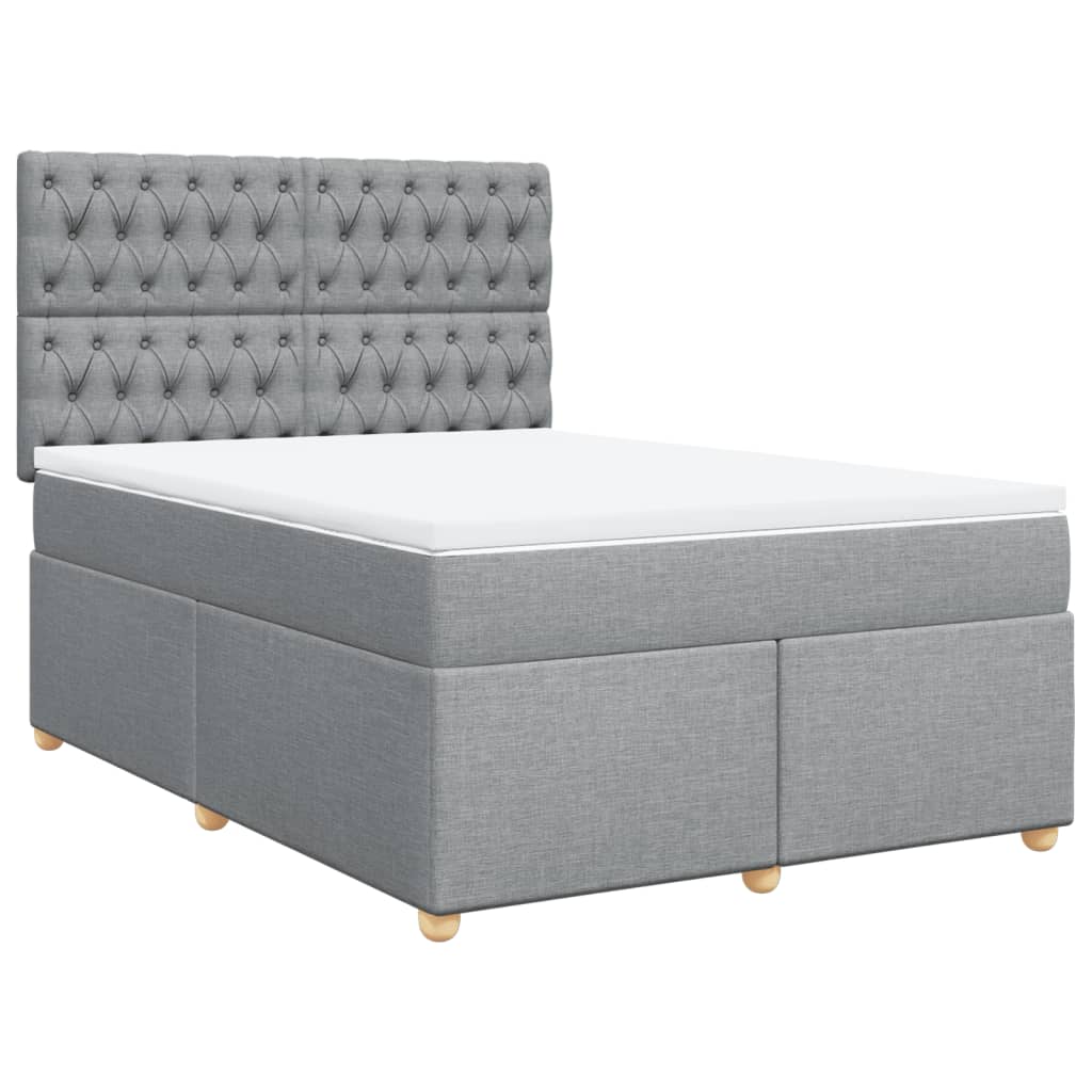 vidaXL Boxspring met matras stof lichtgrijs 160x200 cm afbeelding