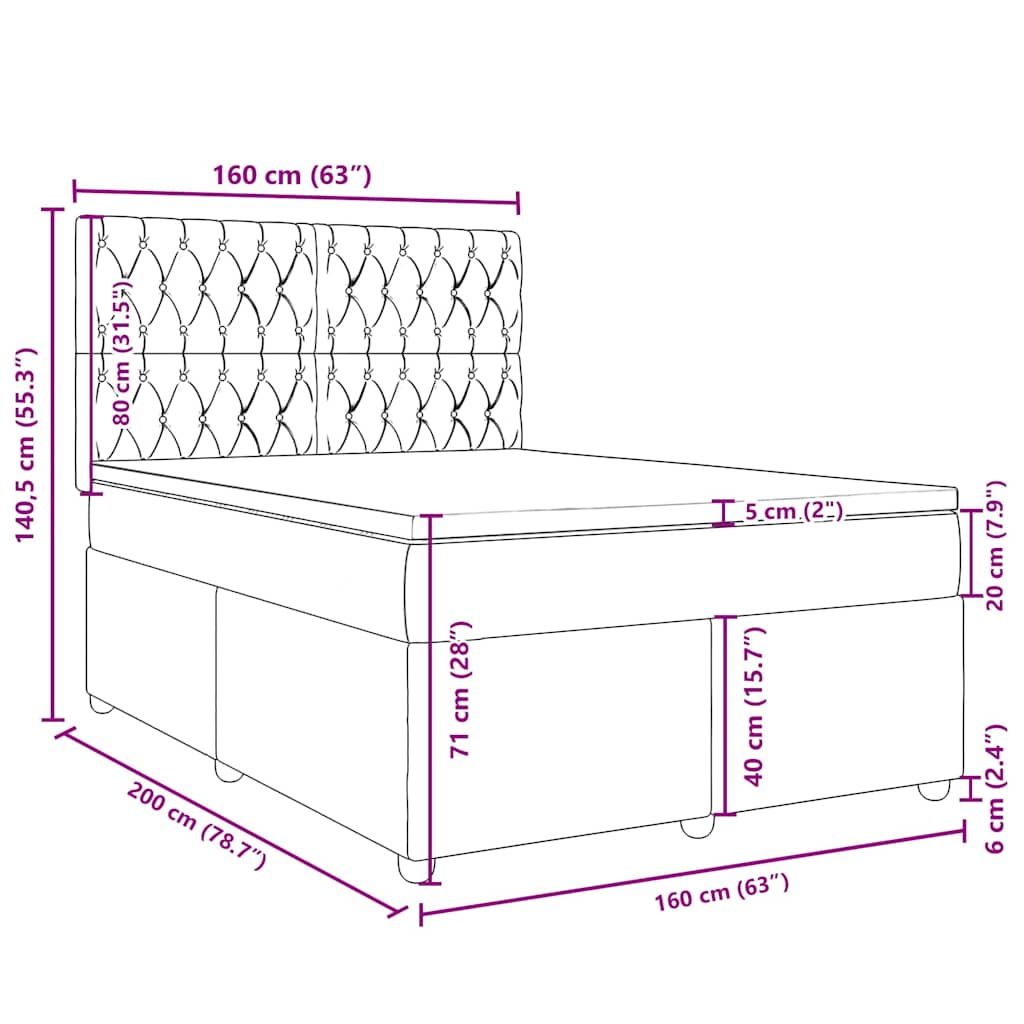 Box spring postel s matrací černá 160x200 cm textil - obrázek 18