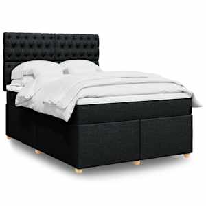 Box spring postelja z vzmetnico črna 160x200 cm blago