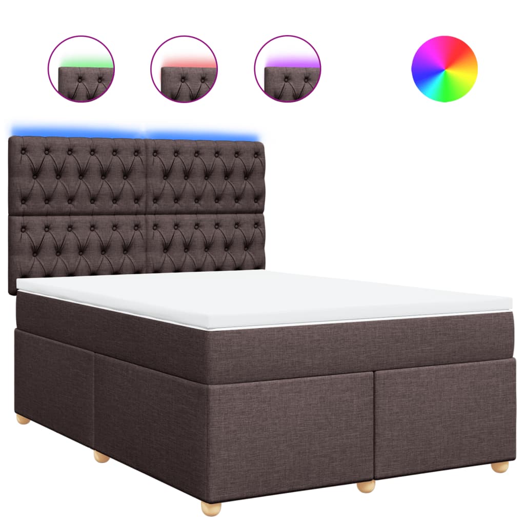 vidaXL Box spring postel s matrací tmavě hnědá 160x200 cm textil