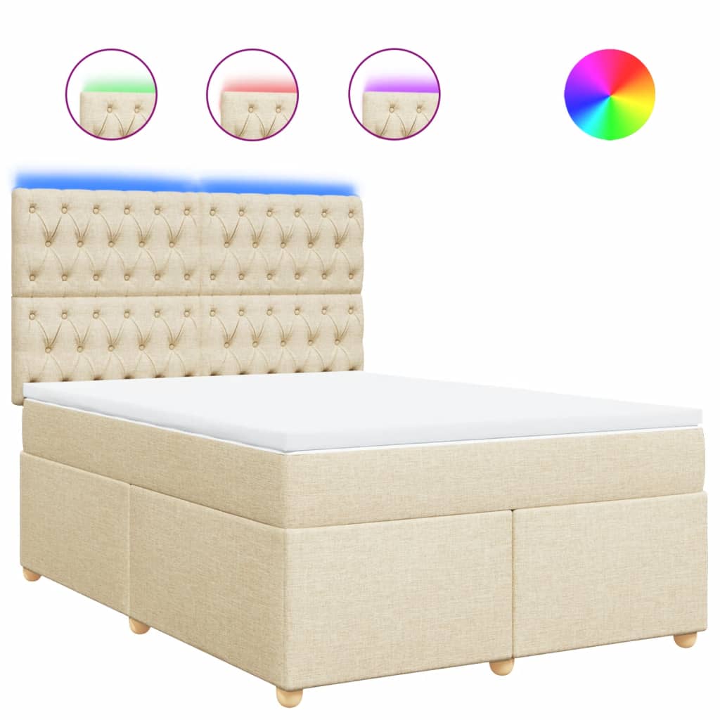 vidaXL Box spring postel s matrací krémová 160x200 cm textil