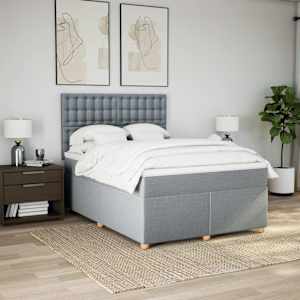 Box spring postel s matrací světle šedá 160 x 200 cm textil - obrázek 4
