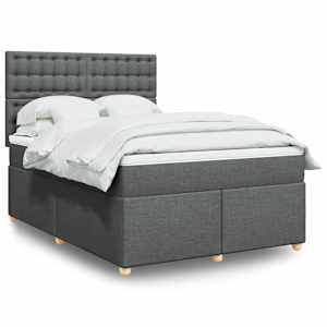 Box spring postelja z vzmetnico temno siva 160x200 cm blago