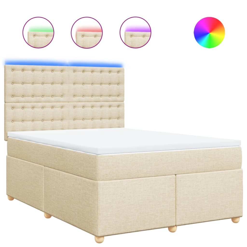 vidaXL Box spring postel s matrací krémová 160x200 cm textil