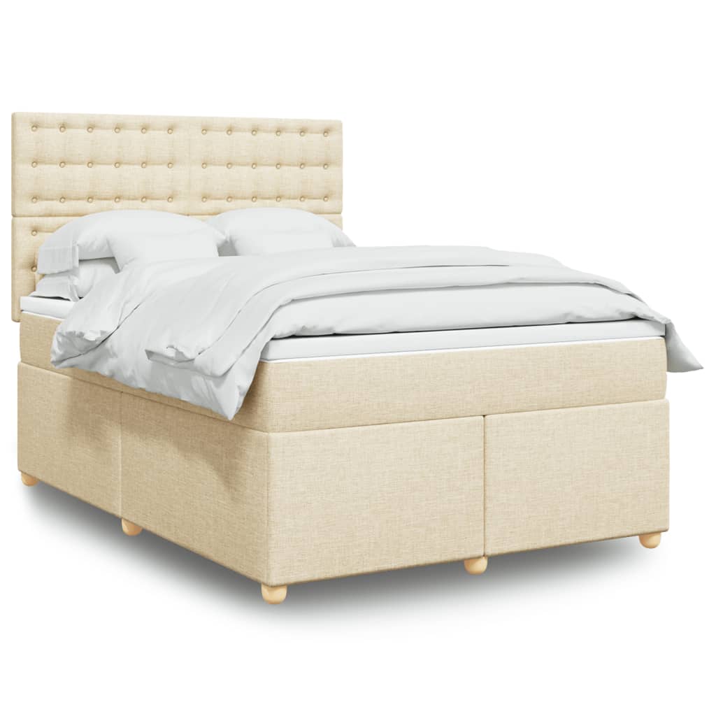 Boxspringbett mit Matratze Creme 160×200 cm Stoff