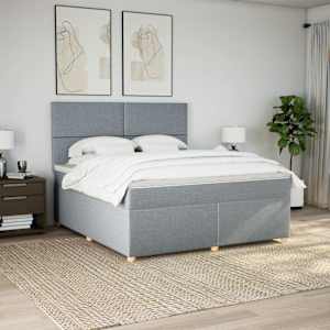 Box spring postel s matrací světle šedá 180 x 200 cm textil - obrázek 4