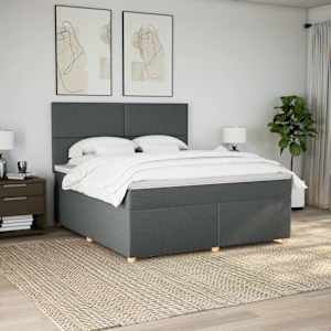 Box spring postel s matrací tmavě šedá 180x200 cm textil - obrázek 4