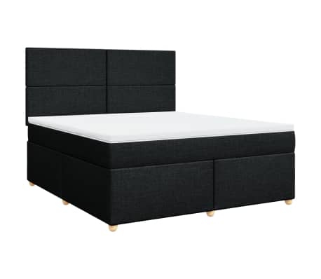 vidaXL Boxspring met matras stof zwart 180x200 cm