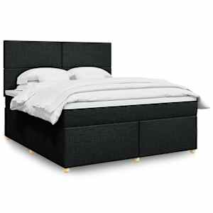 Box spring postel s matrací černá 180x200 cm textil - obrázek 1