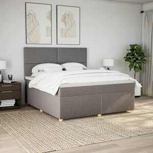 Box spring postel s matrací taupe 180x200 cm textil - obrázek 4