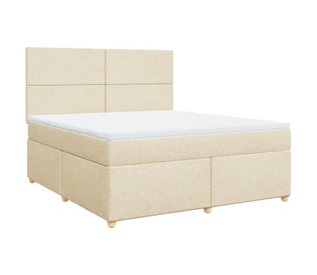 vidaXL Sommier &agrave; lattes de lit avec matelas Cr&egrave;me 180x200 cm Tissu