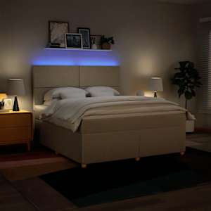 Box spring postel s matrací krémová 180x200 cm textil - obrázek 5