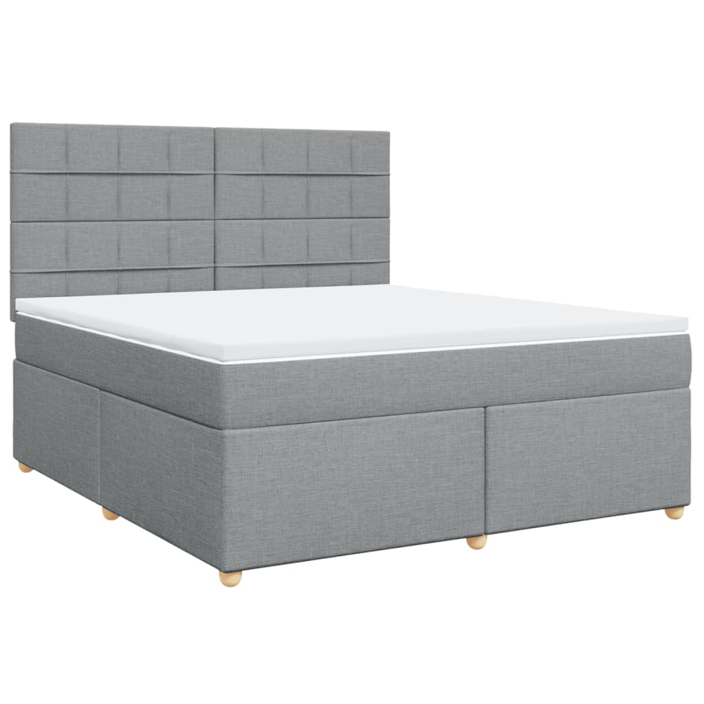 vidaXL Boxspring met matras stof lichtgrijs 180x200 cm afbeelding