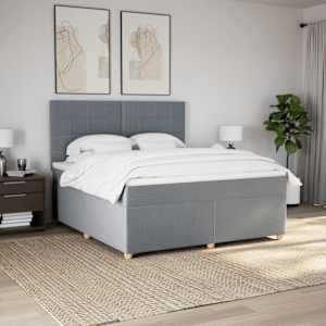Box spring postel s matrací světle šedá 180 x 200 cm textil - obrázek 4