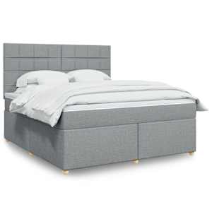 Box spring postel s matrací světle šedá 180 x 200 cm textil - obrázek 1