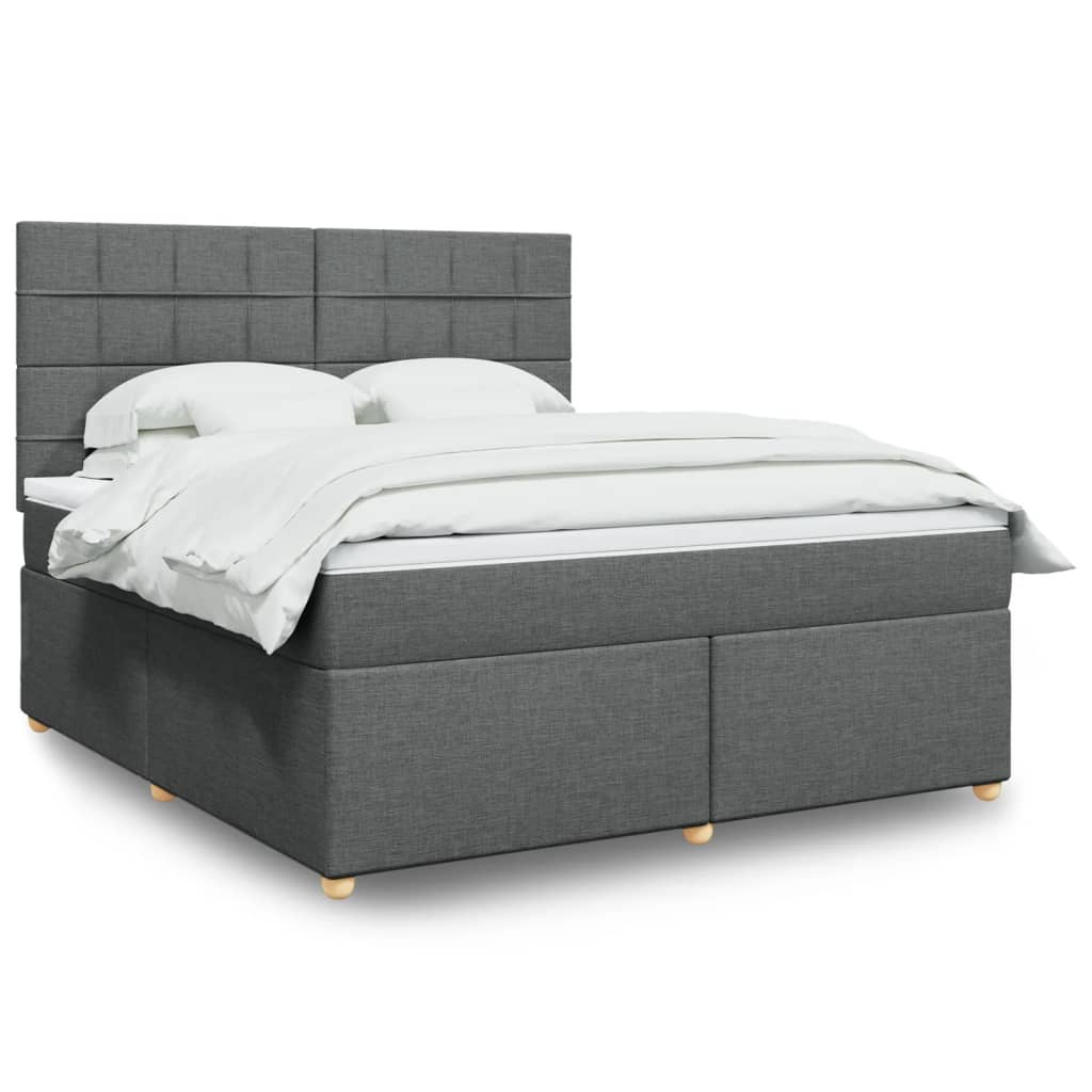 Boxspringbett mit Matratze Dunkelgrau 180×200 cm Stoff