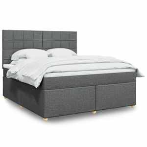 Box spring postel s matrací tmavě šedá 180x200 cm textil - obrázek 1