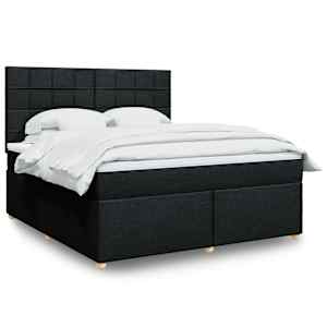 Box spring postel s matrací černá 180x200 cm textil - obrázek 1