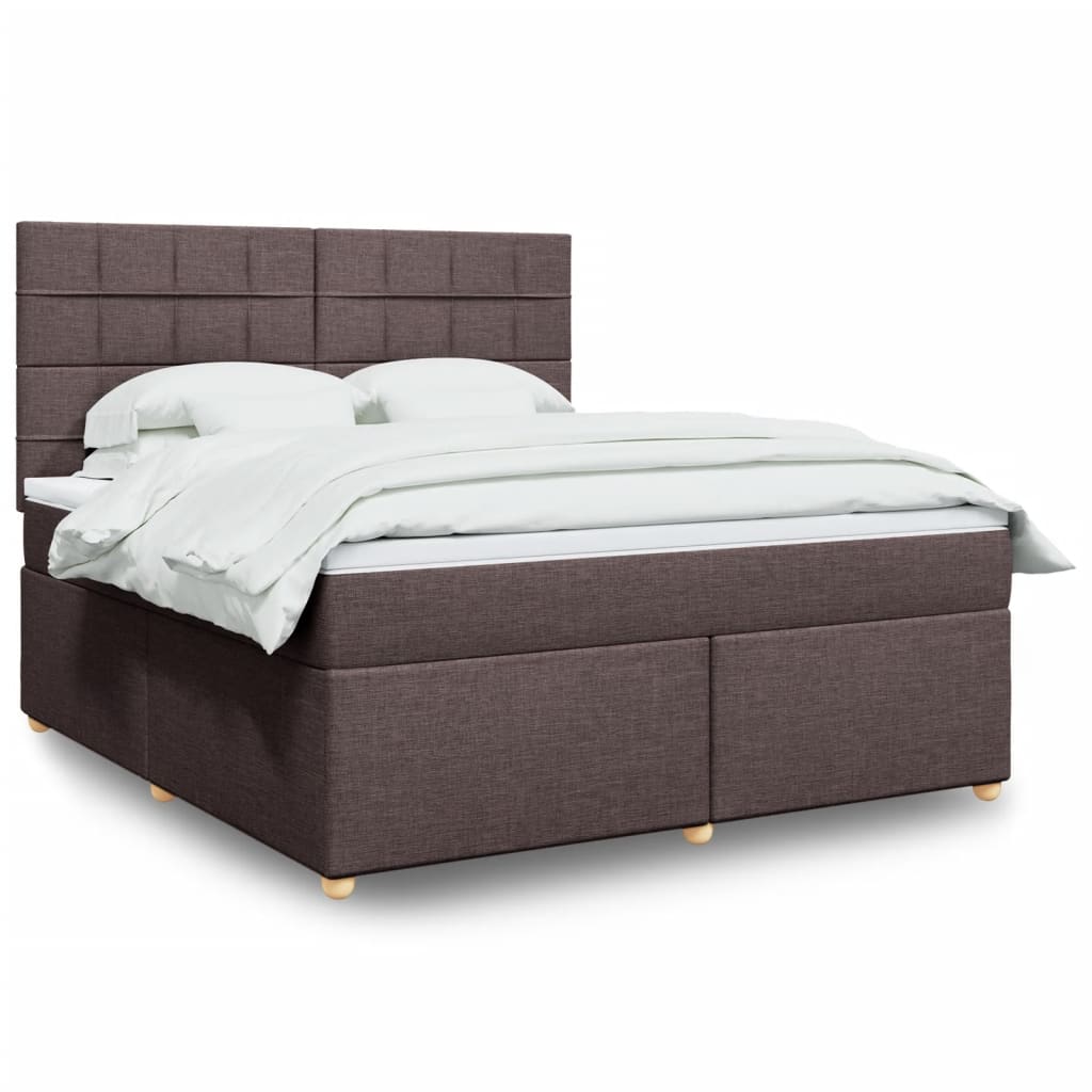 vidaXL Boxspringbett mit Matratze Dunkelbraun 180x200 cm Stoff